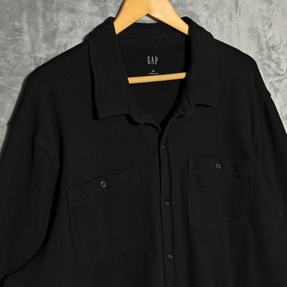 Gap Cotton‎ Stretch Utility Long Sleeve Heavy Shirt Shacket Mens XL Black - Picture 3 of 8